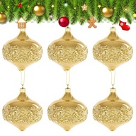 sada zlatých guličiek Vianočná Guľa zdobená zlatom 6ks s flitrami