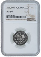 1 zł 2010 - NGC MS 66 - Bardzo Ładna
