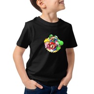 Detské tričko čierne SUPER MARIO Vzory - 146