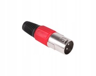 Wtyk mikrofonowy męski czerwony XLR 3PIN na kabel