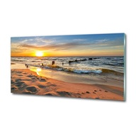 Sklenený obraz do obývačky veľký západ slnka pláž