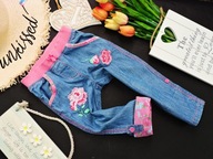 TU - SPODNIE JEANS ROLL UP KWIATY r 80/86