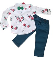 chlapčenský športový oblek vizitkový komplet nohavice košeľa motýlik 92