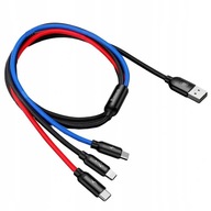 BASEUS Kabel USB 3w1 do iPhone Micro Type-C 3.5A