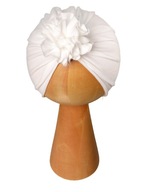Turban czapeczka cienka na lato wiosnę jesień chrzest śmietankowa 40-44