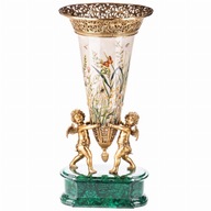 Luxusná porcelánová váza s bronzom a zlatými anjelmi