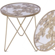Sklenený stolík zlatý dekoratívny originál do obývačky 57x51,5