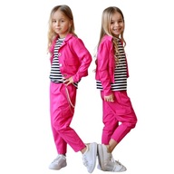 Różowy komplet marynarka + spodnie bojówki 7/8 Qba Kids 164