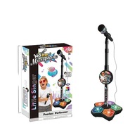 Mikrofon zabawka dla dzieci z statywem do gry Karaoke muzyczna czarny