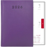 KÖNYVNAPTÁR A5 TERVEZŐ NAPI HATÁRIDŐNAPLÓ 2026 LILA JEGYZETTÖMB