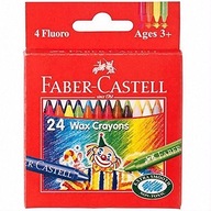 KREDKI świecowe WOSKOWE 24 kolory dla DZIECI Faber-Castell NIE BRUDZĄ RĄK