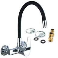 KONYHAI CSAPTELEP FALI MOSDÓ FLEXIBILIS KIFOLYÓCSŐ FEKETE FLEX CSAPTELEP