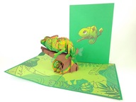 Kameleon Gady Kartka 3D Dzień Dziecka Urodziny Prezent Zwierzęta Imieniny