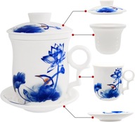 Porcelanowy kubek do herbaty z pokrywką i spodkiem zestawy zaparzaczy - chi
