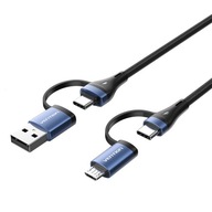 VENTION UNIWERSALNY KABEL PRZEWÓD USB 4W1 USB-A 2.0 MICROUSB USB-C 100W 1M