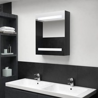 Kúpeľňová skrinka so zrkadlom a LED lesklá čierna 50x14x60 cm