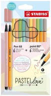 Flamastry Stabilo Pen 68 Pastellove Puzdro 12 ks