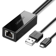 Ugreen zewnętrzna karta sieciowa micro USB 100Mbps do Chromecast 1m czarny