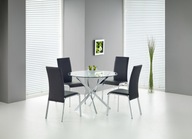 RAYMOND stôl, pracovná doska - transparentná, sklo, nohy - chróm striebro, okrúhly, X