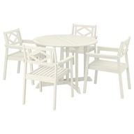 IKEA BONDHOLMEN Stôl + 4 stoličky s podrúčkami biela/béžová