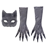 Kostiumy dla kotów na Halloween dla kobiet, maska i rękawiczki na prezent urodzinowy dla pani