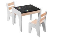 Detský stôl + kriedová tabuľa a dve stoličky funkcia stola