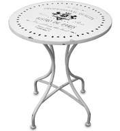 Biely kovový okrúhly retro vintage stolík