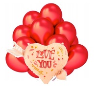Balony Walentynkowe Walentynki Bukiet Balonów czerwone Metaliczne Komplet