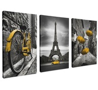 Obraz obrazy na ścianę ścienne tryptyk 60x120 Paryż Francja żółty