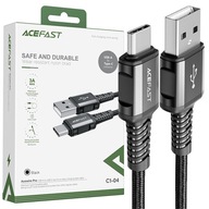 ACEFAST KÁBEL DLHÝ SILNÝ ODOLNÝ USB - USB TYP C 1,2M 3A ČIERNA