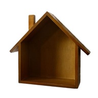 Nástenná polica z dreva v tvare domu Polica