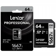 Karta Lexar SDXC 64GB Professional 1667x UHS-II U3 V60