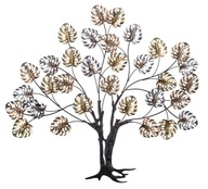 Nástenná dekorácia kovový strom zlatý strieborný