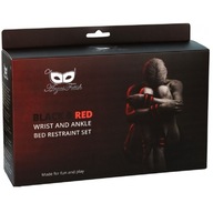 Kajdanki na ręce i nogi do łóżka, Czarno-czerwony BDSM Argus