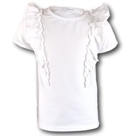 elegancka bluzka dla dziewczynki 116 biala bluzka z falbankami