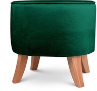 Čalúnený taburet 42x52x45 cm zelený velúr s drevenými nožičkami