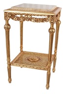 Ozdobný bočný stolík v zlatej farbe s mramorovou doskou