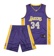Strój sportowy z haftowanej koszulki Lakers O'Neal nr 34 do koszykówki