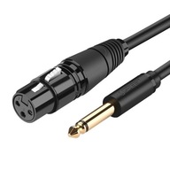 Przejściówka kabel audio do mikrofonu XLR żeński - 6.35 mm jack męski 3m cz