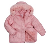 Zimná bunda ružová teplá prešívaná lesklá kožušina 10 134/140