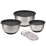 3 DB-OS ROZSDAMENTES ACÉL EZÜST TÁL SZETT RESZELŐKKEL A CSOMAGBAN