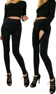 Spodnie damskie jeans czarne z kieszeniami S/M