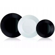 6 személyes étkészlet Luminarc Harena fekete-fehér 18 db-os ajándék