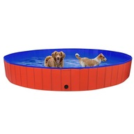 Skladací bazén pre psa, červený, 300x40 cm, PVC