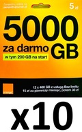 10 x STARTER ORANGE 5Pln 5000GB 200GB na start Vat 23% HURT PROMO