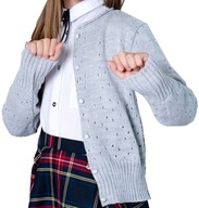 Dievčenský rozopínateľný sveter šedý 122