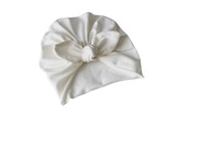 Czapka turban ecru kokardka 42-44 chrzest lekka