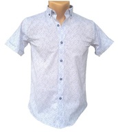 Koszula chłopięca bawełniana biała wzór Turcja krótki rękaw 158