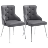 Jedálenská stolička so vzorom v gombíkoch, čalúnené kreslo 2 ks sivá
