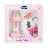 CHICCO_SET Lovely Baby Girl butelka antykolkowa Perfect 5 150ml + Physiofor